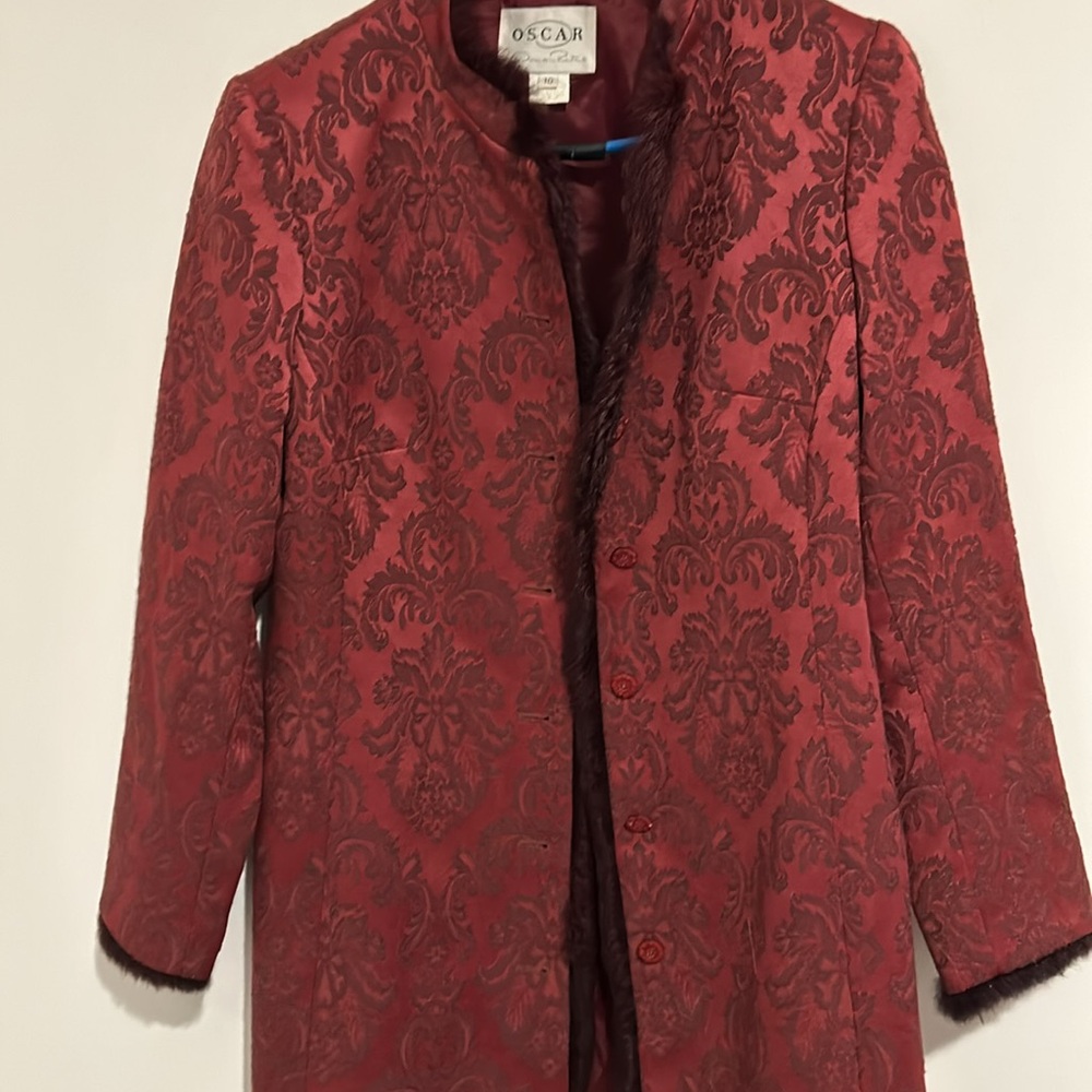 Oscar de la renta blazer coat goes for 750 online Maroon pasley coat - Picture 2 of 5